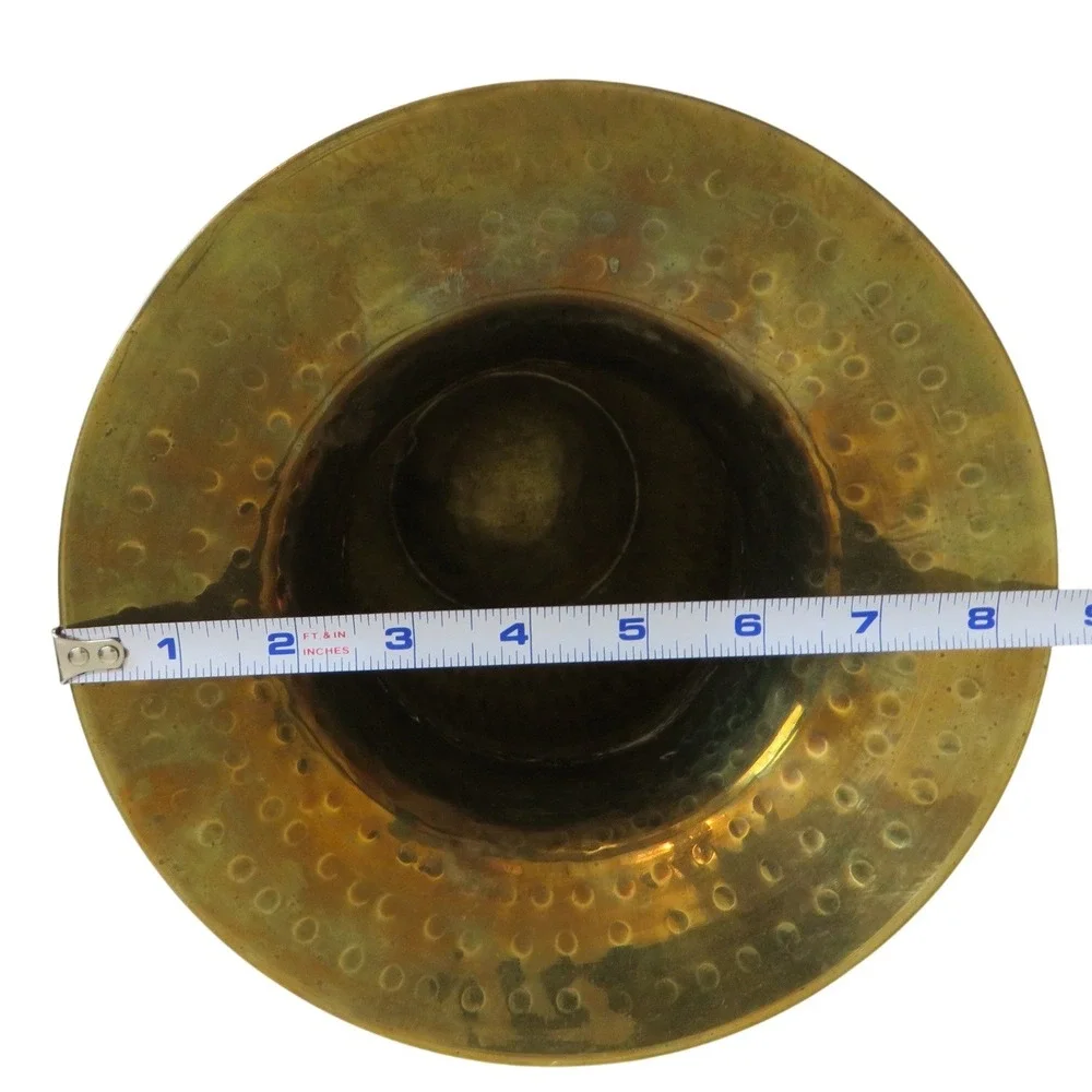 Large GATCO Solid Brass Hammered Finish Vase Rope Detail Made in India‎